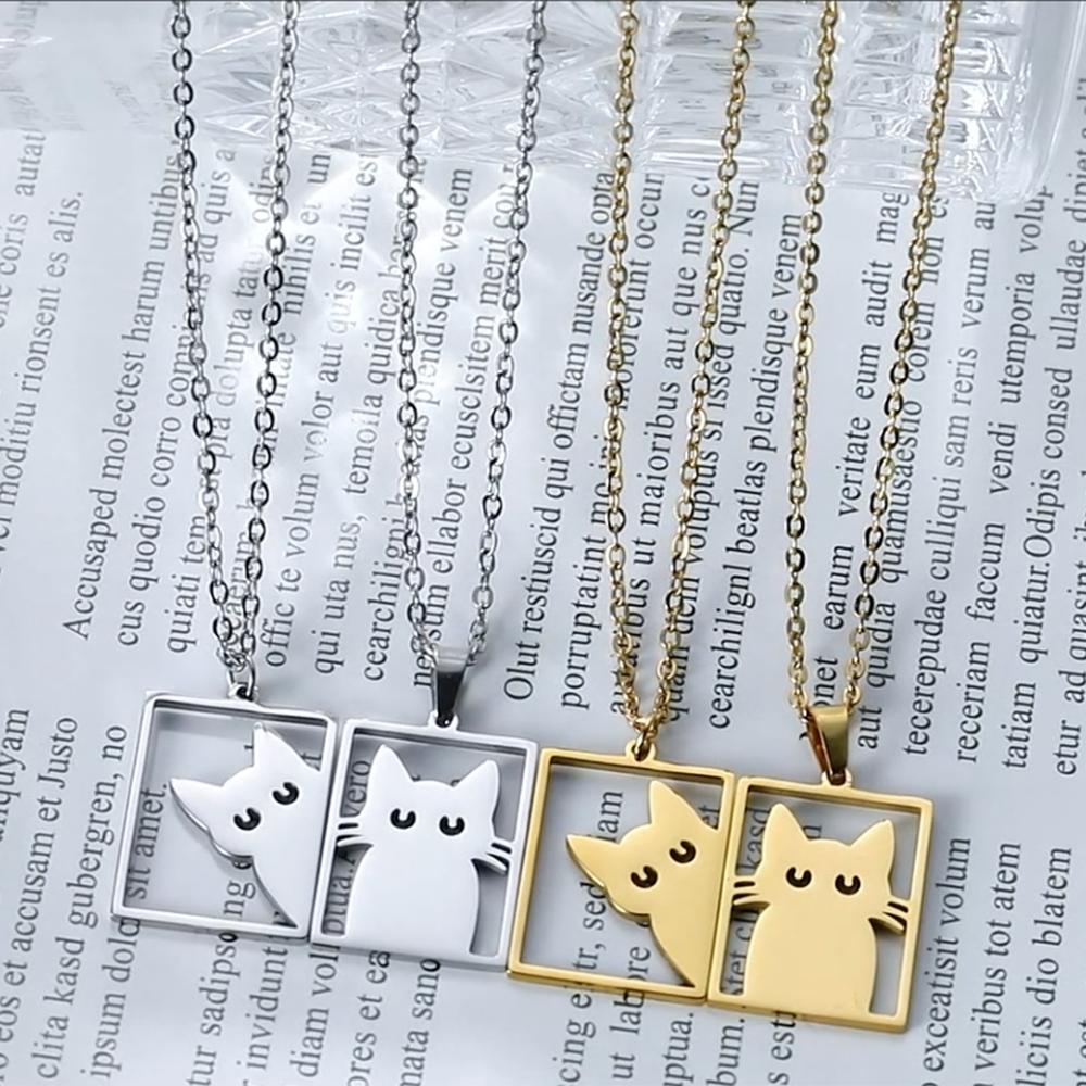 Cazador Cat Kitten Charm Necklace for Women Stainless Steel Animal Pendant Necklace Mother's Day Gift Jewelry 2026 Wholesale
