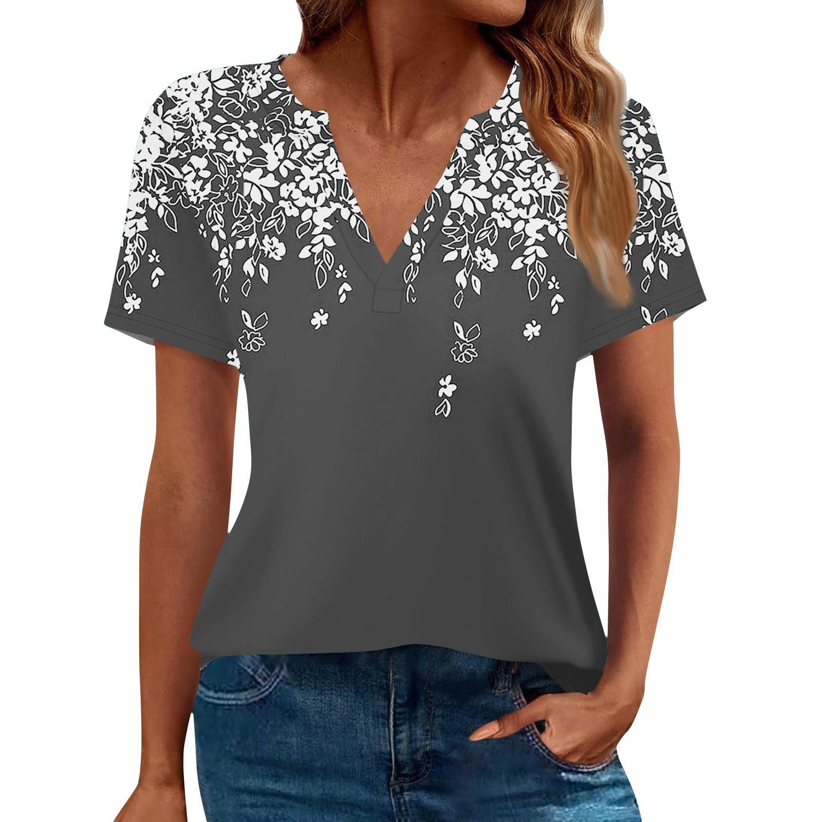 

Женская летняя рубашка с коротким рукавом и V-образным вырезом, деловая повседневная свободная футболка, трендовая модная одежда, топы XL белый