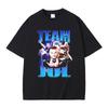 Jul French Rapper Team Jul Themed Beige Oversized TShirt  Bold Graphic Print with Artist  Crew Stage Imagery on Front
