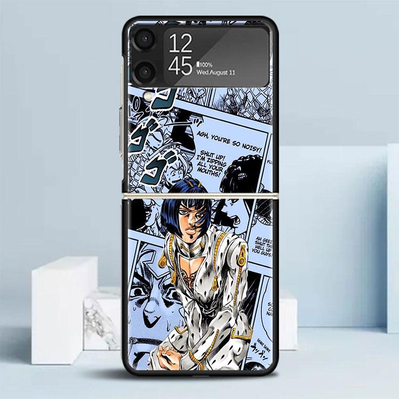 JoJo Adventure Bruno Buccellati Black Cover for Samsung Galaxy Z Flip 7 6 5 4 3 5G Phone Case Flip7 Flip6 Flip5 Flip4 Flip3 Patt