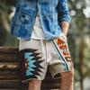 Zomer Totem Gebreide Shorts Heren Elastische Taille Casual Shorts met Corduroy Zak Zomer Strand Ademende Korte Broek