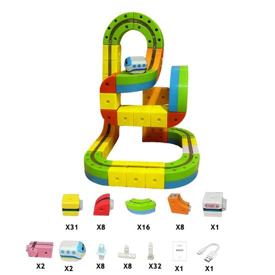 1 Set Magnetic Track Train Toy Kit Kids DIY Rail Building Gravity-Defying Electric Train Toy