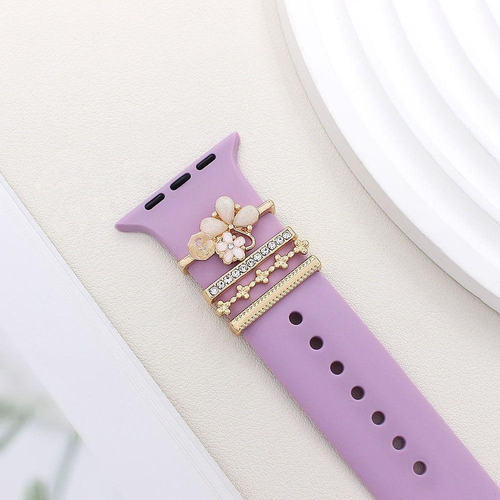 4Pcs Diamond Decorative Ring Metal Wristbelt Charms for Apple Watch Band for Apple Watch Band