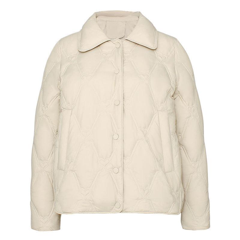 Feather New Simple Women's 90 Down Women's Clothing Pointed Neck Solid Color Down Jacket Short Loose Coat