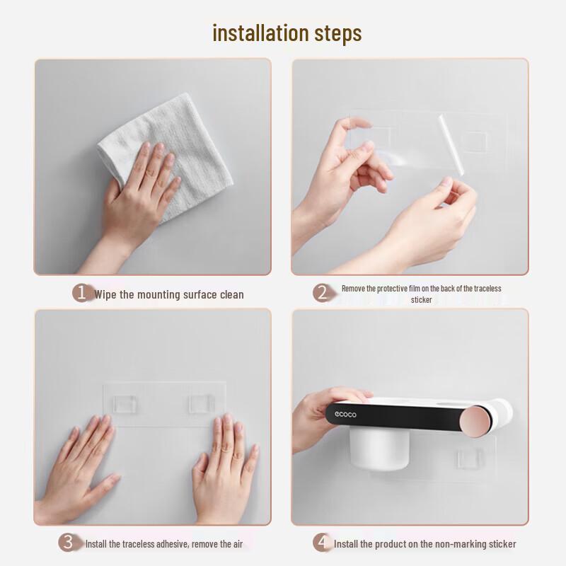 ecoco No-Drill Wall-Mounted Hair Dryer Holder