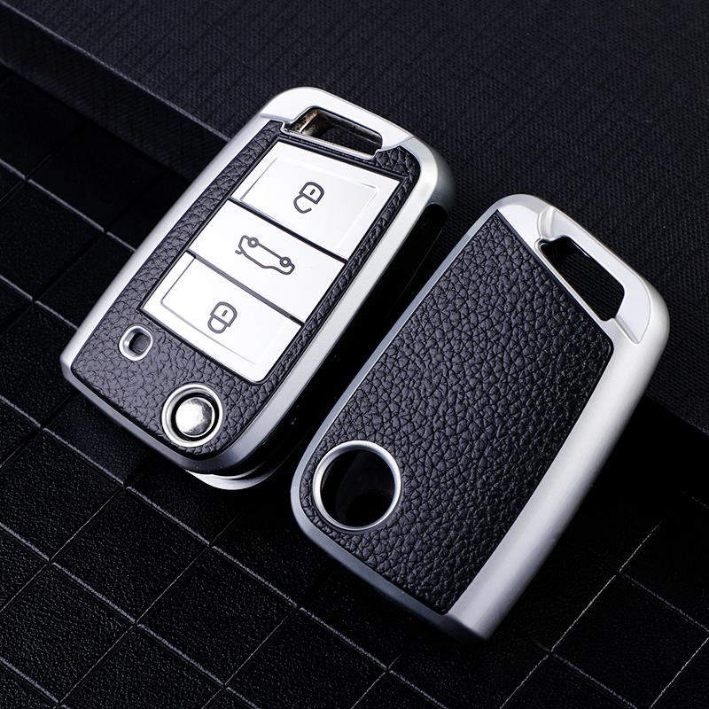 Soft TPU Leather Car Key Case Cover for Volkswagen VW Golf 7 MK7 Tiguan Mk2 for Skoda Octavia A7 Kodiaq 2017 2019