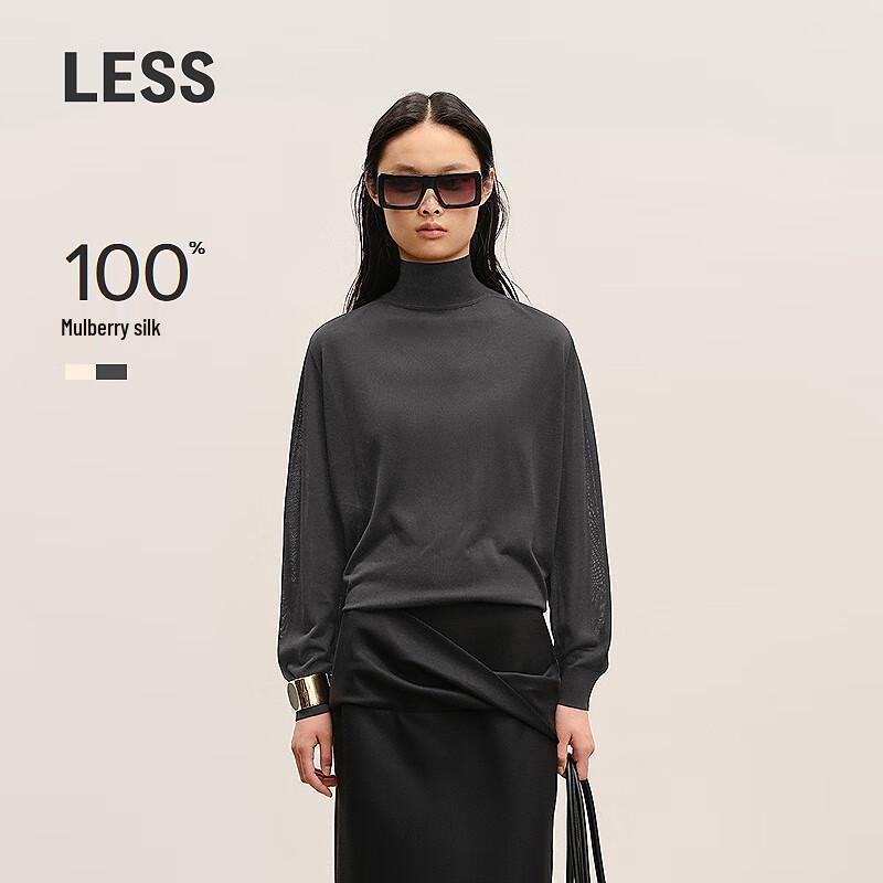 LESS 2026 Spring Mulberry Silk Half-High Collar Knit Sweater