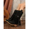 Plus Size Women's Riding Boots with Fringe Retro Style Fall/Winter New Arrival Studded Buckle Mid-Calf Boots
