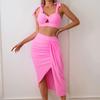 2024 European & American Style Women's Nylon Three-Piece Swimsuit Bikini Set