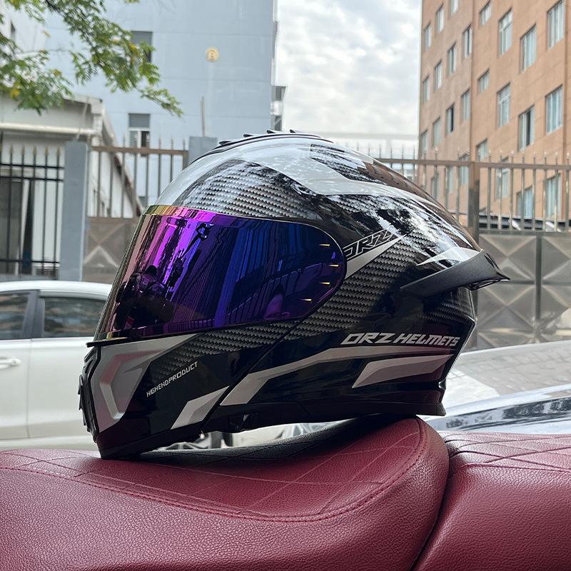 Electric vehicle helmet men's and women's face-opening helmet summer double mirror tail semi-full cover type personalized four-season Bluetooth couple