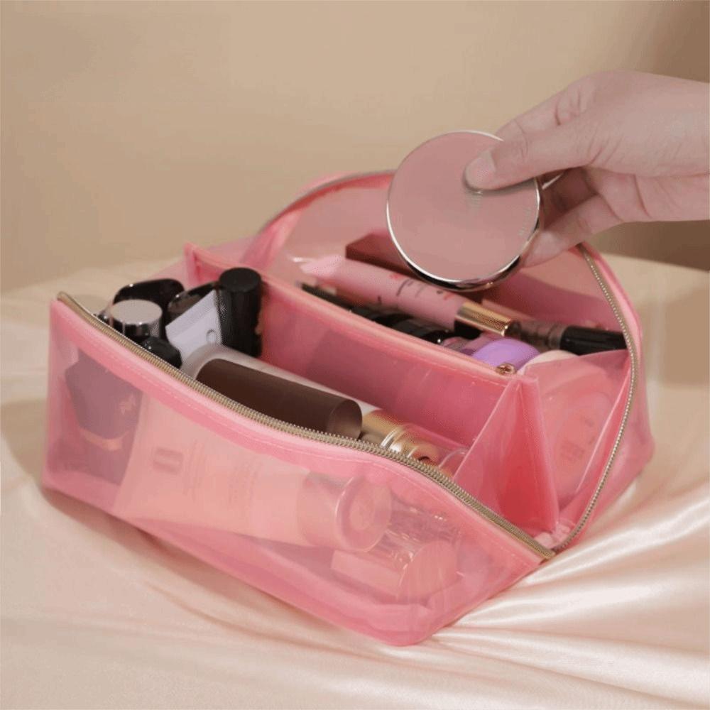 Large Capacity Transparent Makeup Bag Pillow Shape Zipper Closure Women's Washbag Top Handle Waterproof Clear Toiletry Handbags