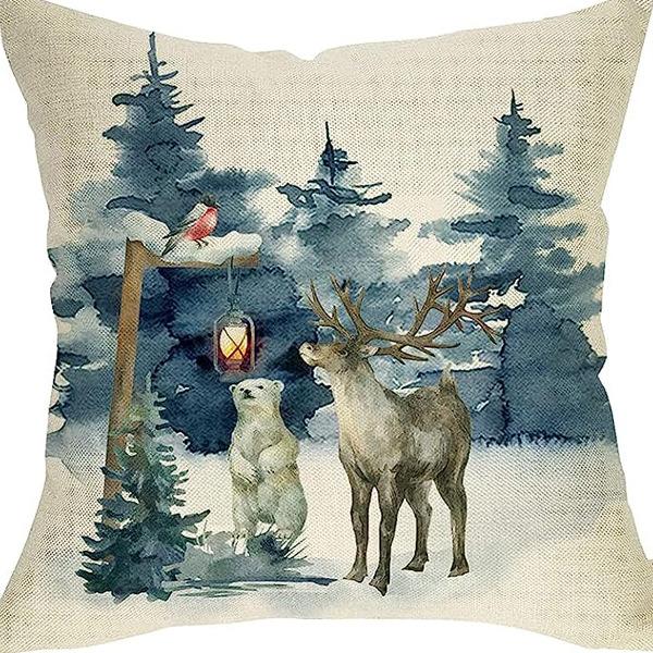Nordic Christmas Snowman Pillowcase Linen Sofa Cushion Pillowcase New Style Christmas Pillowcase