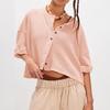 Linen Button Front Knit Cardigan with Short Sleeves, Color
