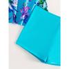 Women's Turquoise Floral Print Tankini Set V Neck Wrap Front Two Piece Modest Swimsuit with Shorts