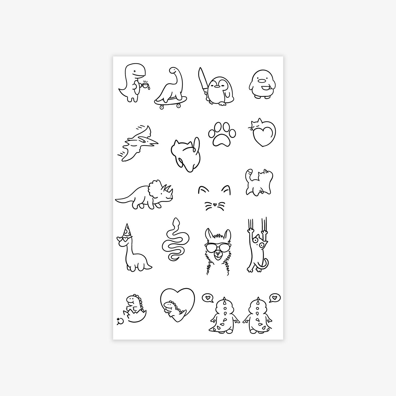 Cute Small Picture Animal Dinosaur Snake Cat Tattoo Sticker Small Fresh Finger Tattoo Sticker 9*15