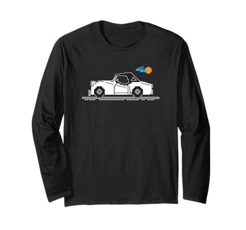 

8-bit Cartoon Triumph TR3 TR 3 British White Sports Car Automobile Long Sleeve T-Shirt