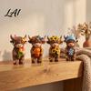Hand Painted Highland Cattle 4 Pcs Seasonal Cow Figurines Spring Summer Fall Winter Rustic Shelf Accent Seasons Scottish Statue Resin Table