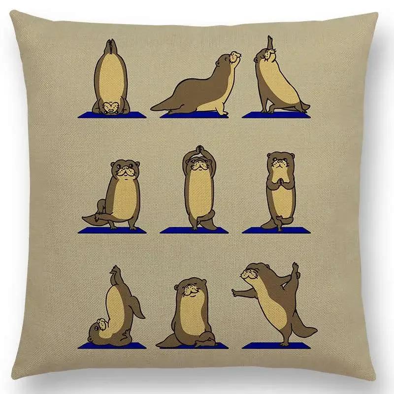 Mais Novos Animais Yoga Estampas de Desenho Animado Engraçadas Capa de Almofada Alpaca Coelho Dachshund Bull Terrier Hipopótamo Cães Panda Capa de Almofada para Sofá