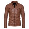 Hot autumn and winter men's pu leather jacket men's trendy youth stand-up collar punk men's locomotive leather jacket