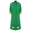 Mens Priest Robe Costume Stand Collar Long Sleeve Front Zip Design Gold Cross Cassock Catholic Halloween Cosplay Vestments