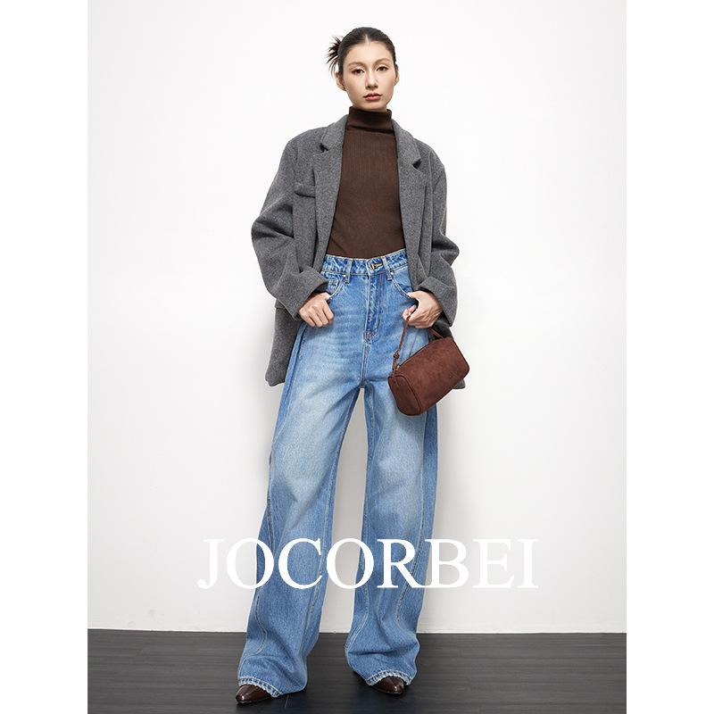 

JOCORBEI Wide-Leg Women s Jeans - Casual, Slimming, Floor-Length Old Money Style. 26 синий
