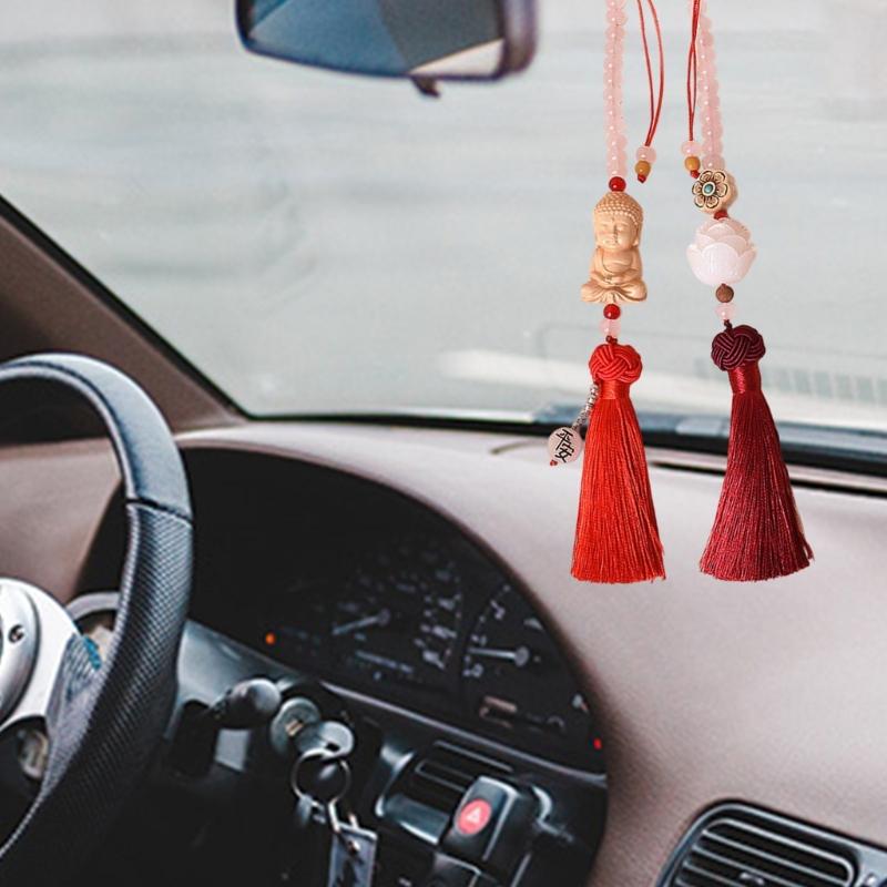Buddhas Pendant Car Hanging Ornament with Lanyard Good Luck Rear View Mirrors Hanging Ornament