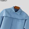 INCERUN Men Lapel Collar Short Sleeve Irregular Layers Patchwork Casual Cape Shirts