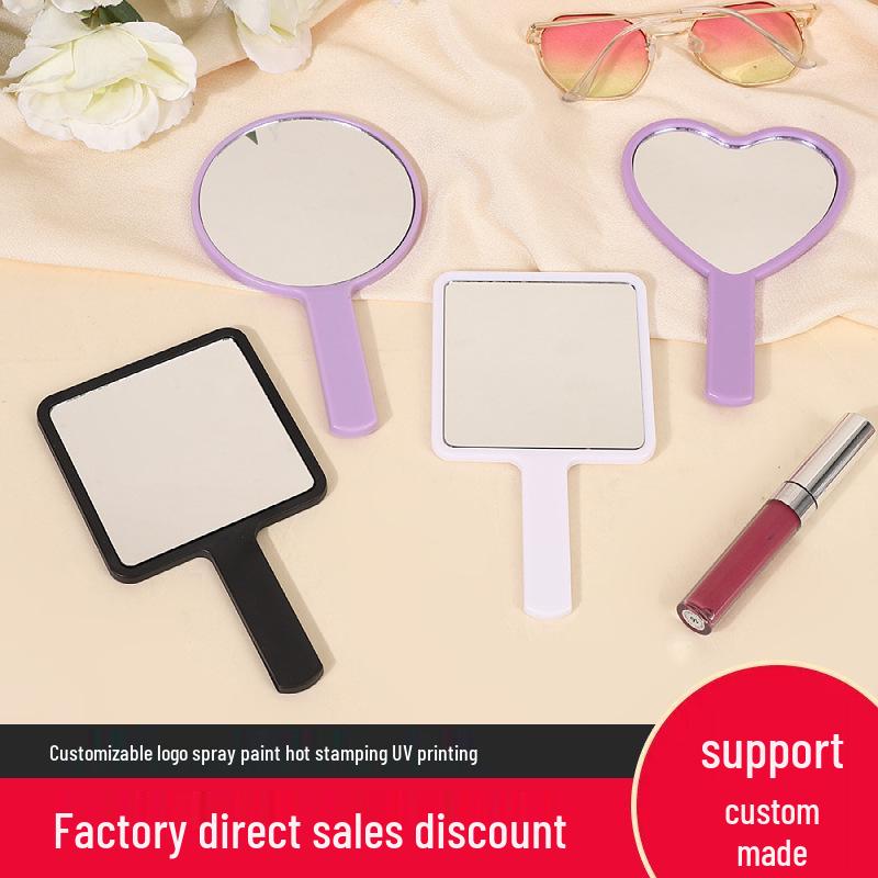 Portable Handheld Square Makeup Mirror with Salon-Quality Handle and Logo