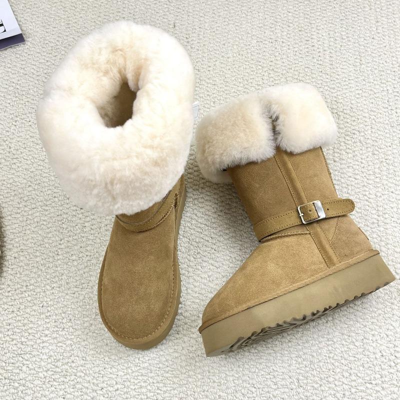 Super tall thick-soled snow boots women s 2 winter new two wear fleece thickened snow boots 35