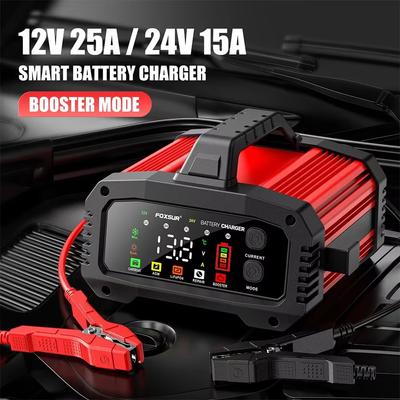 Tragbares 25A/15A Smart Autobatterieladegerät für 12V-24V Motorrad Blei-Säure Hohe Leistung Tragbare Batterie Auto Booster Impuls Reparatur Ladegerät