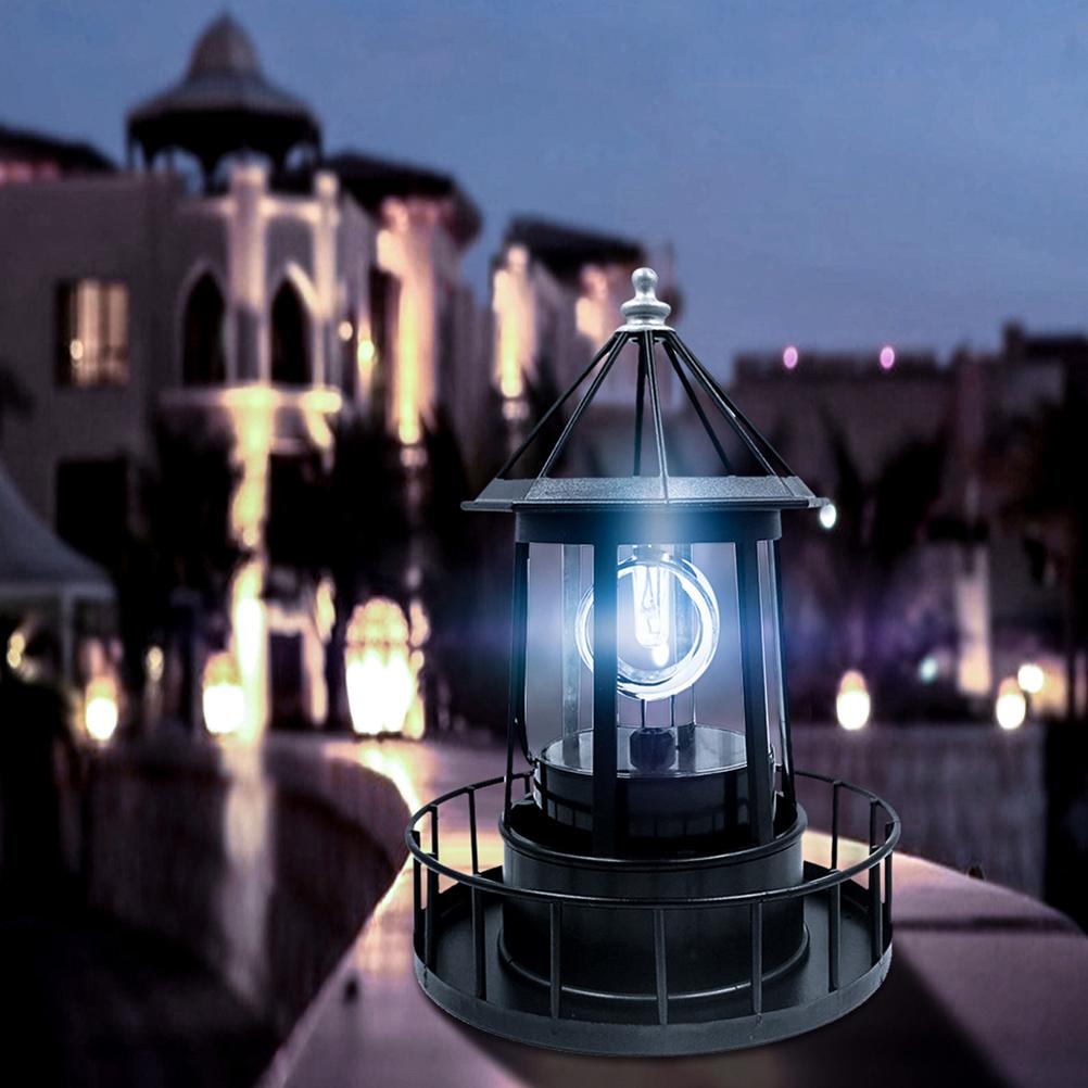 LED Solarleuchtturm Solarbake Turm Drehendes Licht Europäischer Stil Outdoor Dekoration Ornament