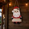 Rustic Christmas Home Accents 2D Wooden Welcome Hanging Sign, Cartoon Santa Snowman Tree Winter Seasonal Ornament Door Hanger with Rope, Xmas