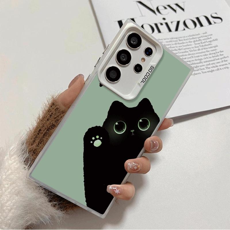 Black Cat Cartoon Cute Shockproof Phone Case for Samsung Galaxy S26 Edge S25 Ultra S24 FE S23 Plus S21 Cover Anti Fall Fundas