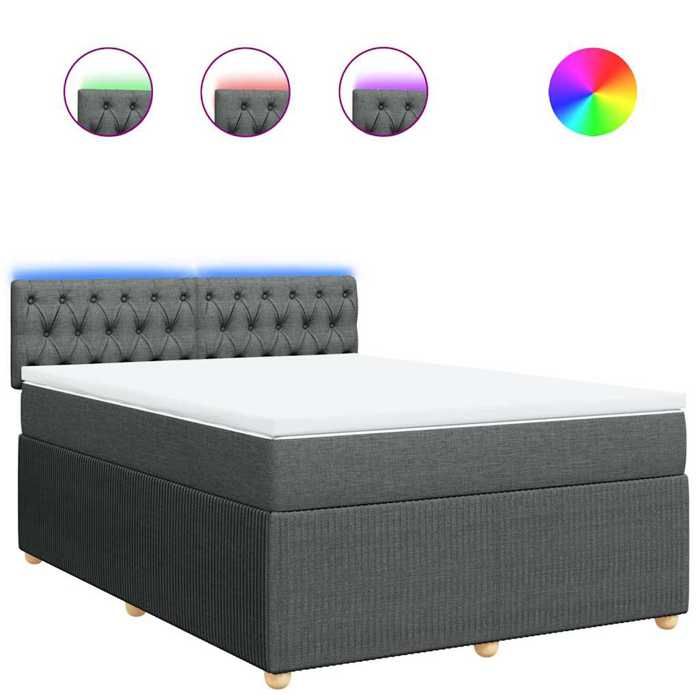 Maison Exclusive - Sommier à lattes de lit avec matelas Gris foncé 160x200cm Tissu