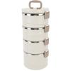 3.3L 4 Tier Insulated Lunch Box 304 Stainless Steel Food Container Round Stackable Bento Box with 2 Integral Fork Spoon