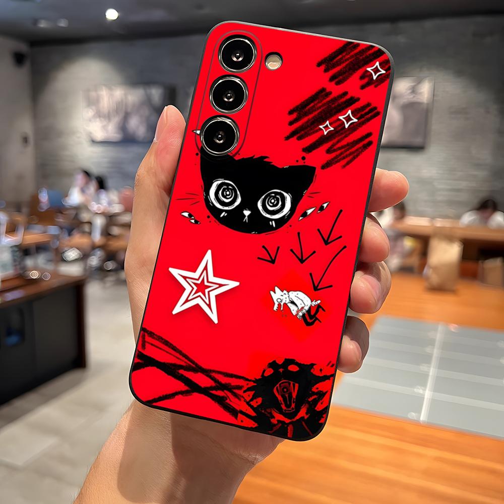 

Lovely Cartoon Black Cat Phone Case For Samsung S24 Ultra S22 S23 S25 S20 Fe S21 Plus A54 A34 A53 A16 Back Cover Samsung s25