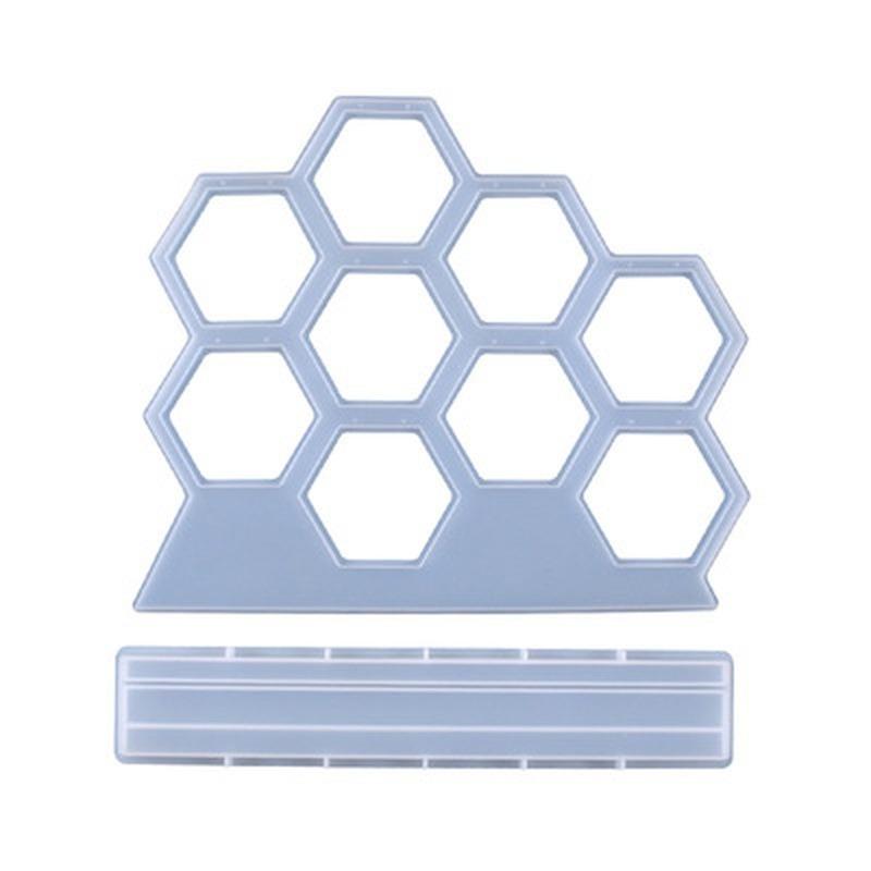 DIY Crystal Epoxy Resin Mold Hollow Hexagon Earring Hanger Silicone Coaster Mold Jewelry Storage Mold for Home Decoration Crafts