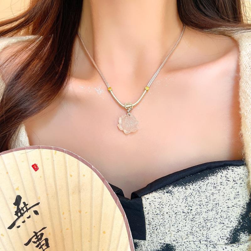 Necklace Butterfly Beaded Versatile Safety Buckle Antique Hanfu Retro Clavicle Chain Accessories