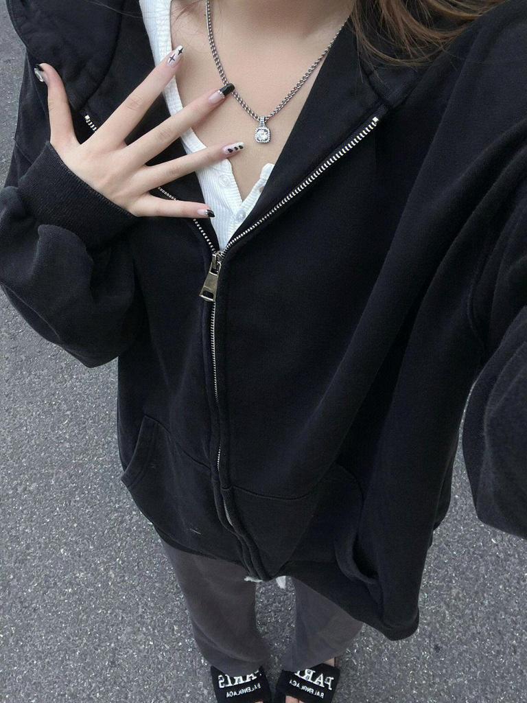 2023 Women's Oversized Hooded Cardigan Sweatshirt: Spring/Autumn & Winter-Ready Plush Velvet