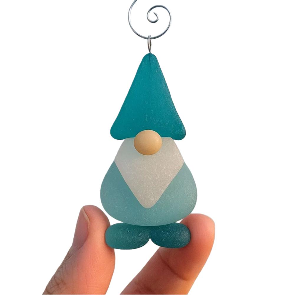 

Christmas Tree Hanging Ornaments Handmade from Sea Plastic Coastal Holiday Decor with Santa Stocking and Angel D