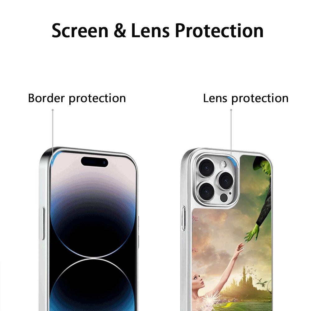 Pink Wick-ed Classic Movie Poster Phone Case for iPhone 16 15 14 13 12 11 Pro Max Sheepskin Silver-edged Protective Case