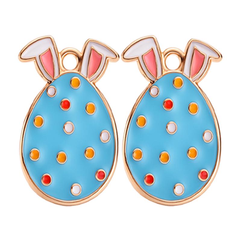Easter Drip Oil Cartoon Egg & Rabbit Alloy Pendant Charm for DIY Necklace Accessories