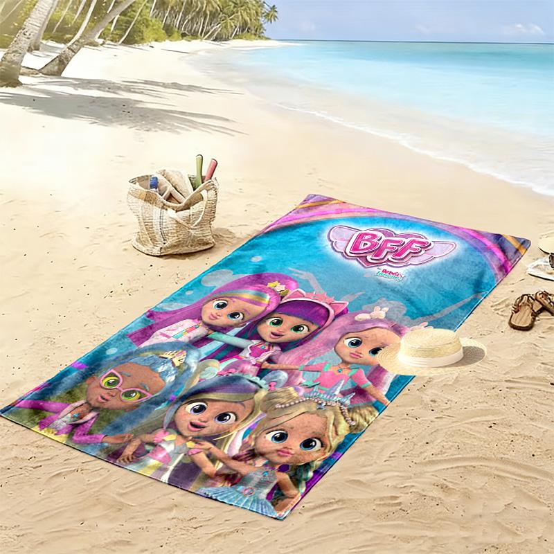 BFF Cartoon Print Beach Towel, Large Soft Quick Dry Towel for Beach Camping Swimming