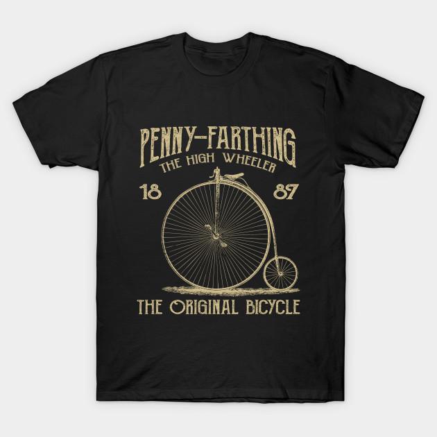 Men Black Print T-shirt Penny Farthing - The Original Bicycle, Vintage/Retro No-Cut Transfer Paper Print Cotton Tshirt S чёрный
