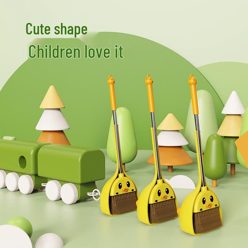 Little Yellow Duck Kids' Broom & Dustpan Set - Child's Cleaning Toy for Kindergarten & Home