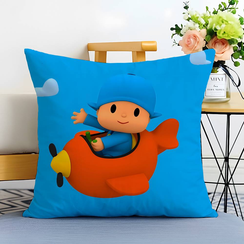 Față de pernă drăguță P-Pocoyo-MT Desen animat Imprimată Fleece pieptănată Pernă Atingere piele de bebeluș Vopsea eco-friendly Sublimată