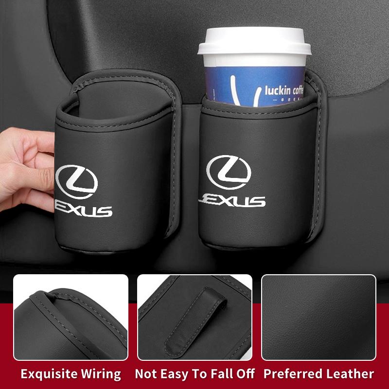 LKZDM1 Car Seatback Water Cup Box Leather Mug Drinks Storage Bag Accessories For Lexus UX250h RX450h CT200h RX400h NX300h RX350 RX300 G