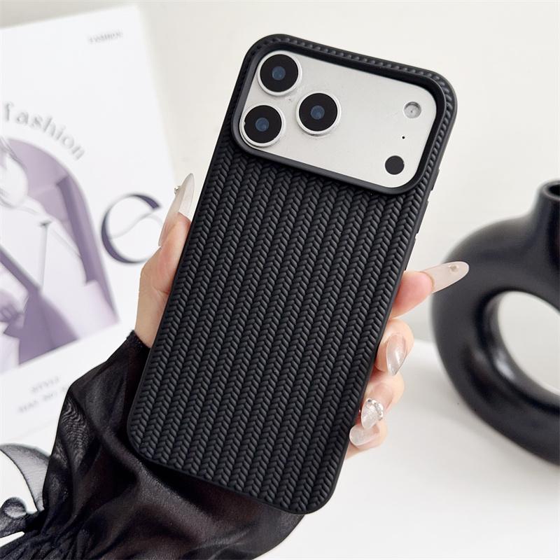 Simple Woven Matte Phone Cases For Apple iPhone 17 16 15 14 Plus 13 12 11 Pro Max Air Shockproof Soft Proteciton Non-slip Cover
