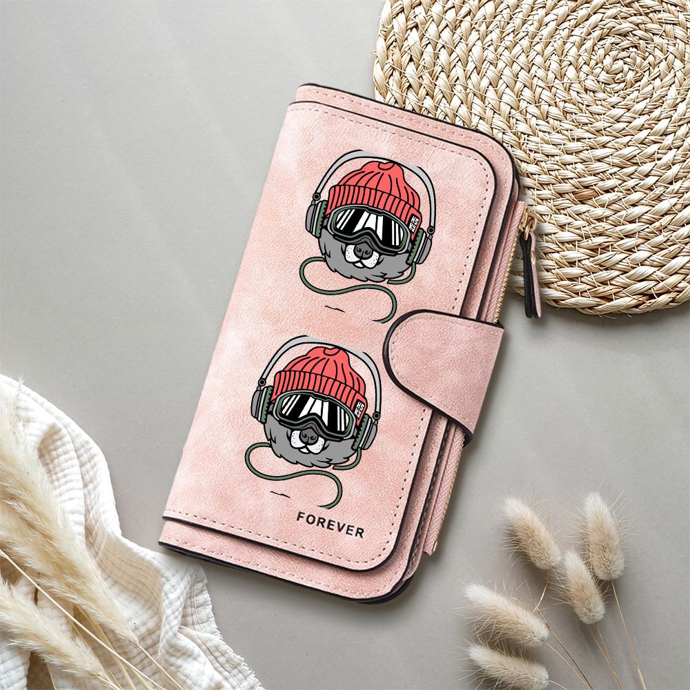 Cute Cartoon Print Long Wallet Fashion PU Leather Multi Card Holder Casual Portable Purse for Daily Use