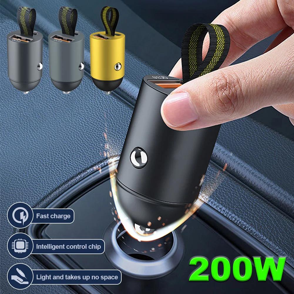 200W USB Car Charger Super Fast Charging Type-C PD Quick Charge Car Phone Charger Adapter for iPhone 15 14 Huawei Samsung Xiaomi